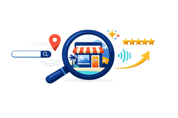 Votre établissement trouvé : recherche, position, étoiles, courbe de fréquentation